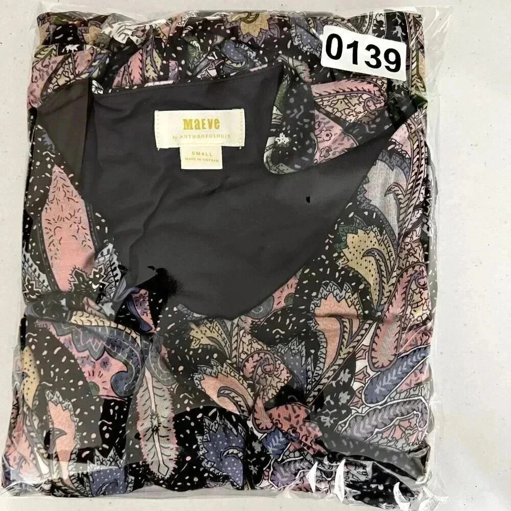 MAEVE Anthropologie Leslie Paisley Faux Wrap Midi Dress Size Sm Boho Western - Picture 10 of 10